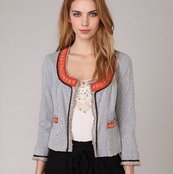 Free People Striped Sequined Jacket - Picture 1 of 5
